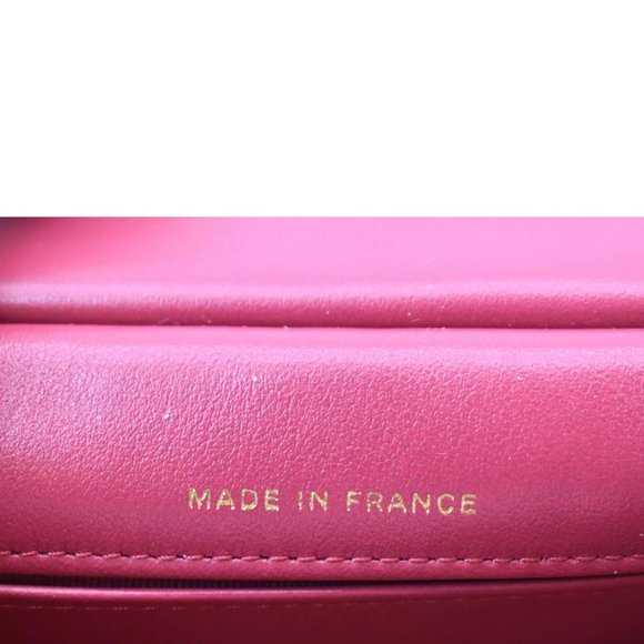 CHANEL Top Handle Flap Card Holder Quilted Leather Chain Shoulder Bag Red - Picture 13 of 14